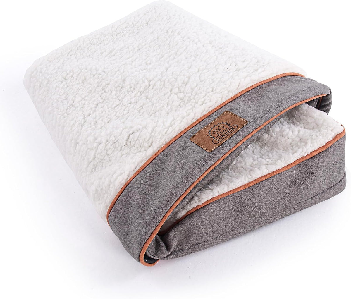 Waterproof Dog Bed Covers Replacement Washable, Pet Bed Cover Only | Removable Machine-Washable Soft Plush Cover in Easy-Clean, Non-Slip Bottom, Zipper Closure, 35x22x3 Inches, Grey