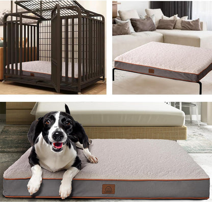 Waterproof Dog Bed Covers Replacement Washable, Pet Bed Cover Only | Removable Machine-Washable Soft Plush Cover in Easy-Clean, Non-Slip Bottom, Zipper Closure, 35x22x3 Inches, Grey