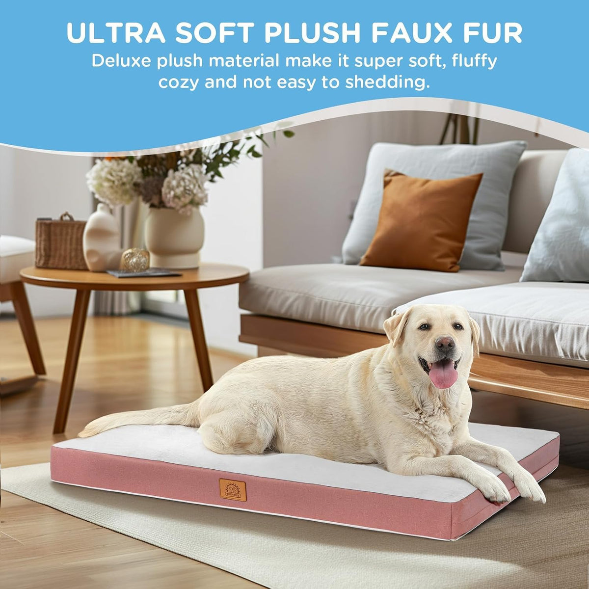 Waterproof Dog Bed Covers Replacement Washable, Pet Bed Cover Only | Removable Machine-Washable Soft Plush Cover in Easy-Clean, Non-Slip Bottom, Zipper Closure, 35x22x3 Inches, Grey