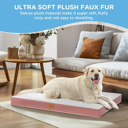 Waterproof Dog Bed Covers Replacement Washable, Pet Bed Cover Only | Removable Machine-Washable Soft Plush Cover in Easy-Clean, Non-Slip Bottom, Zipper Closure, 35x22x3 Inches, Grey