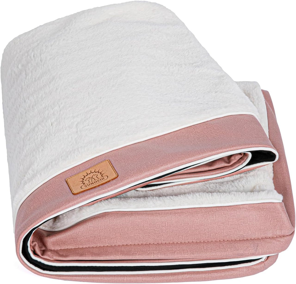 Waterproof Dog Bed Covers Replacement Washable, Pet Bed Cover Only | Removable Machine-Washable Soft Plush Cover in Easy-Clean, Non-Slip Bottom, Zipper Closure, 35x22x3 Inches, Grey