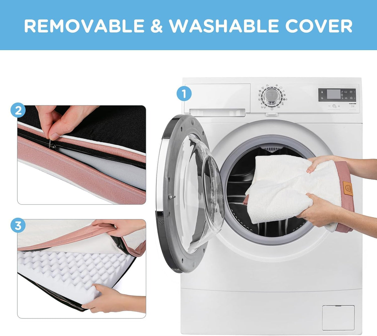 Waterproof Dog Bed Covers Replacement Washable, Pet Bed Cover Only | Removable Machine-Washable Soft Plush Cover in Easy-Clean, Non-Slip Bottom, Zipper Closure, 35x22x3 Inches, Grey
