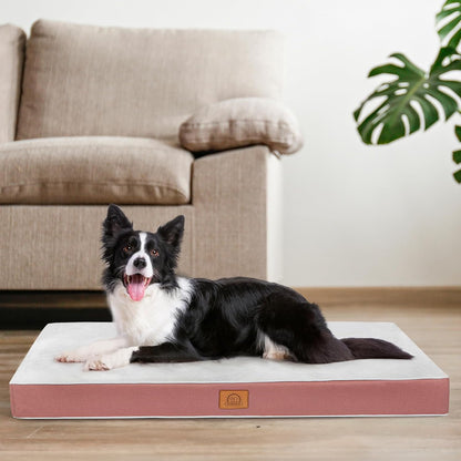 Waterproof Dog Bed Covers Replacement Washable, Pet Bed Cover Only | Removable Machine-Washable Soft Plush Cover in Easy-Clean, Non-Slip Bottom, Zipper Closure, 35x22x3 Inches, Grey