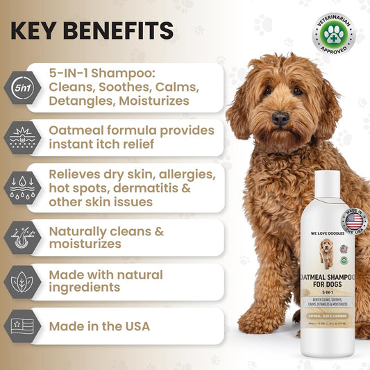 Premium Oatmeal Shampoo & Conditioner for Dogs with Sensitive & Itchy Skin