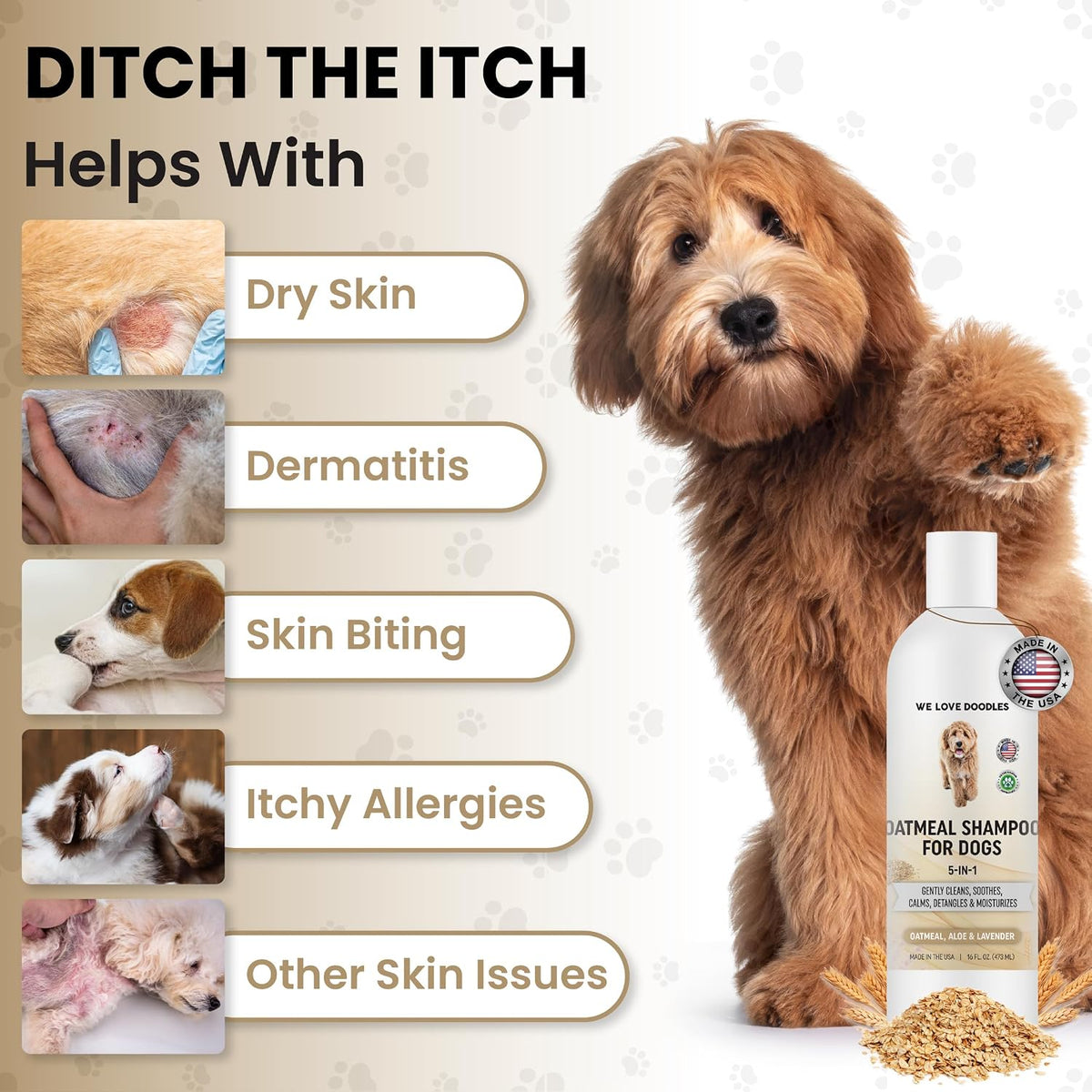 Premium Oatmeal Shampoo & Conditioner for Dogs with Sensitive & Itchy Skin