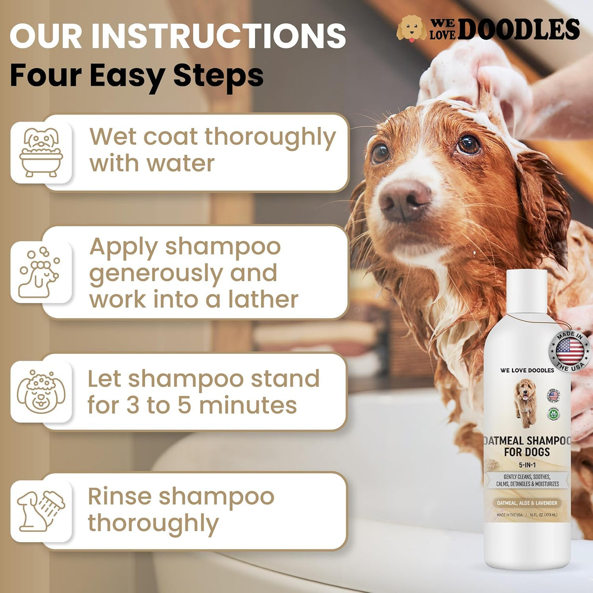 Premium Oatmeal Shampoo & Conditioner for Dogs with Sensitive & Itchy Skin