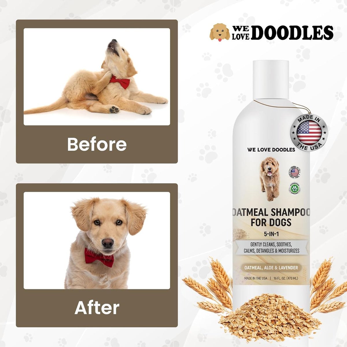 Premium Oatmeal Shampoo & Conditioner for Dogs with Sensitive & Itchy Skin