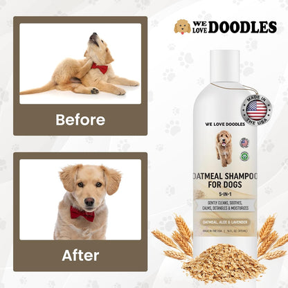 Premium Oatmeal Shampoo & Conditioner for Dogs with Sensitive & Itchy Skin