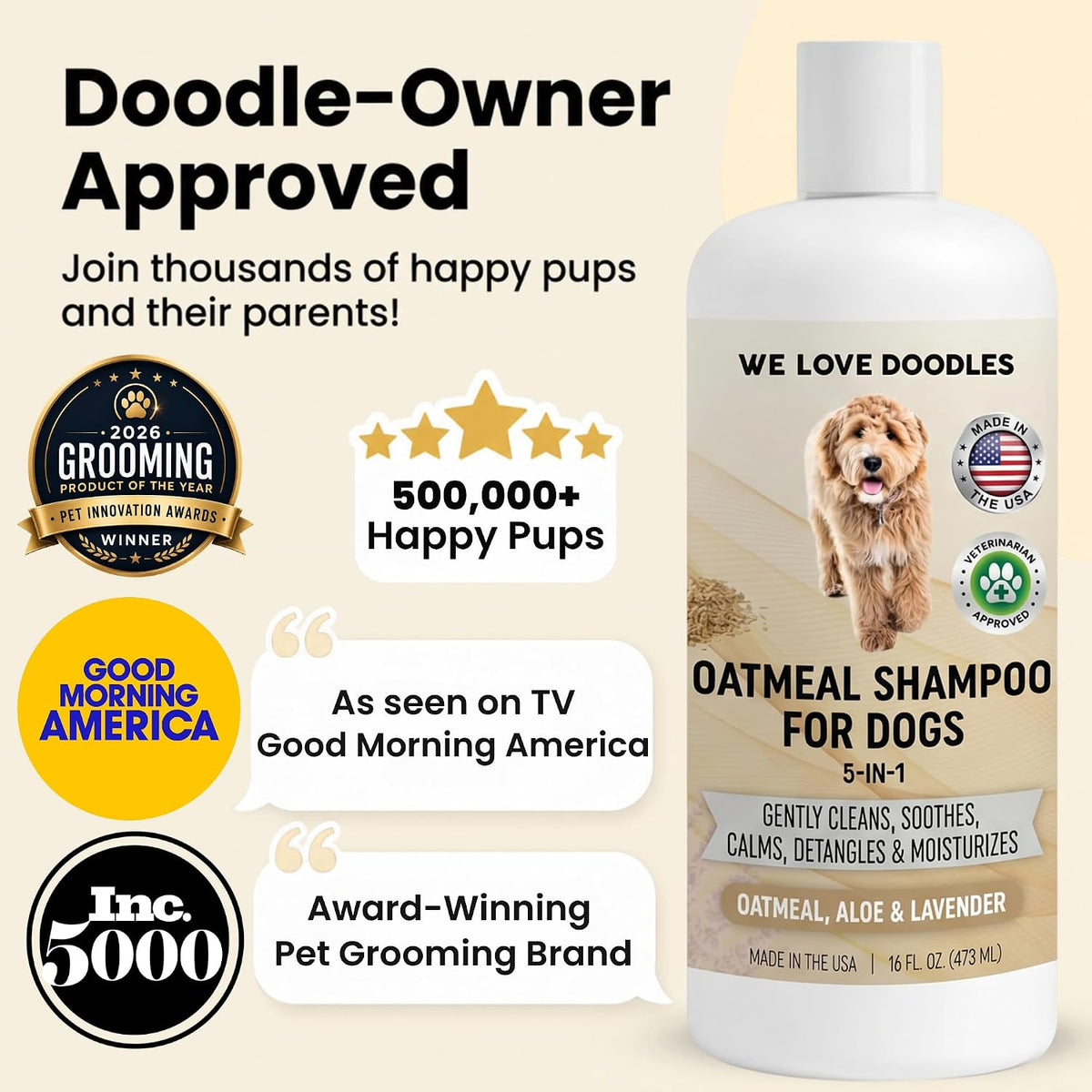 Premium Oatmeal Shampoo & Conditioner for Dogs with Sensitive & Itchy Skin