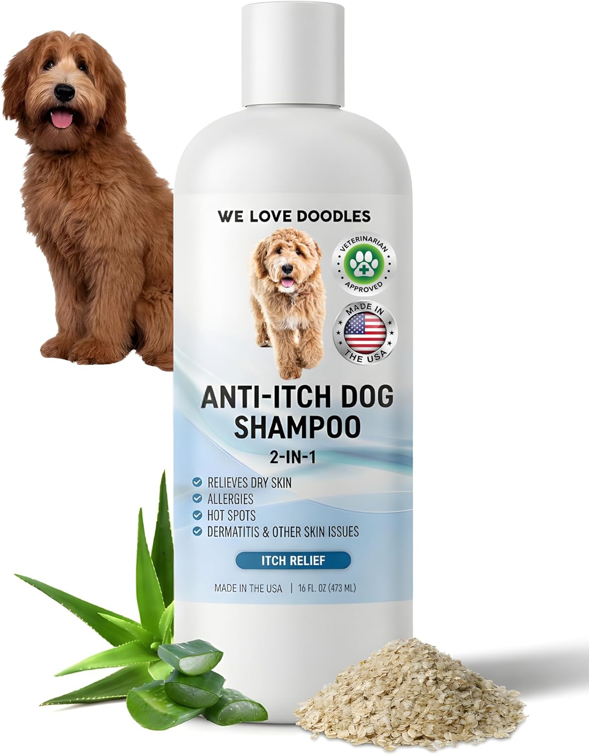 Premium Oatmeal Shampoo & Conditioner for Dogs with Sensitive & Itchy Skin