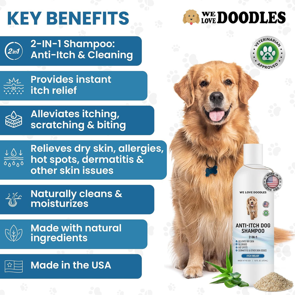 Premium Oatmeal Shampoo & Conditioner for Dogs with Sensitive & Itchy Skin