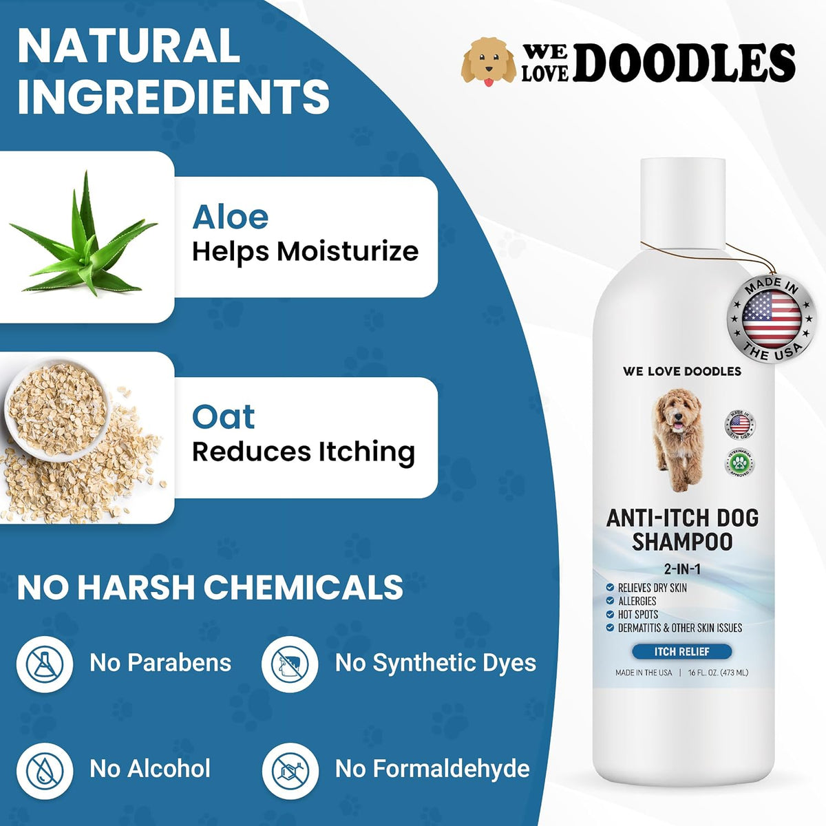 Premium Oatmeal Shampoo & Conditioner for Dogs with Sensitive & Itchy Skin