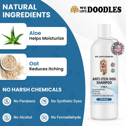 Premium Oatmeal Shampoo & Conditioner for Dogs with Sensitive & Itchy Skin
