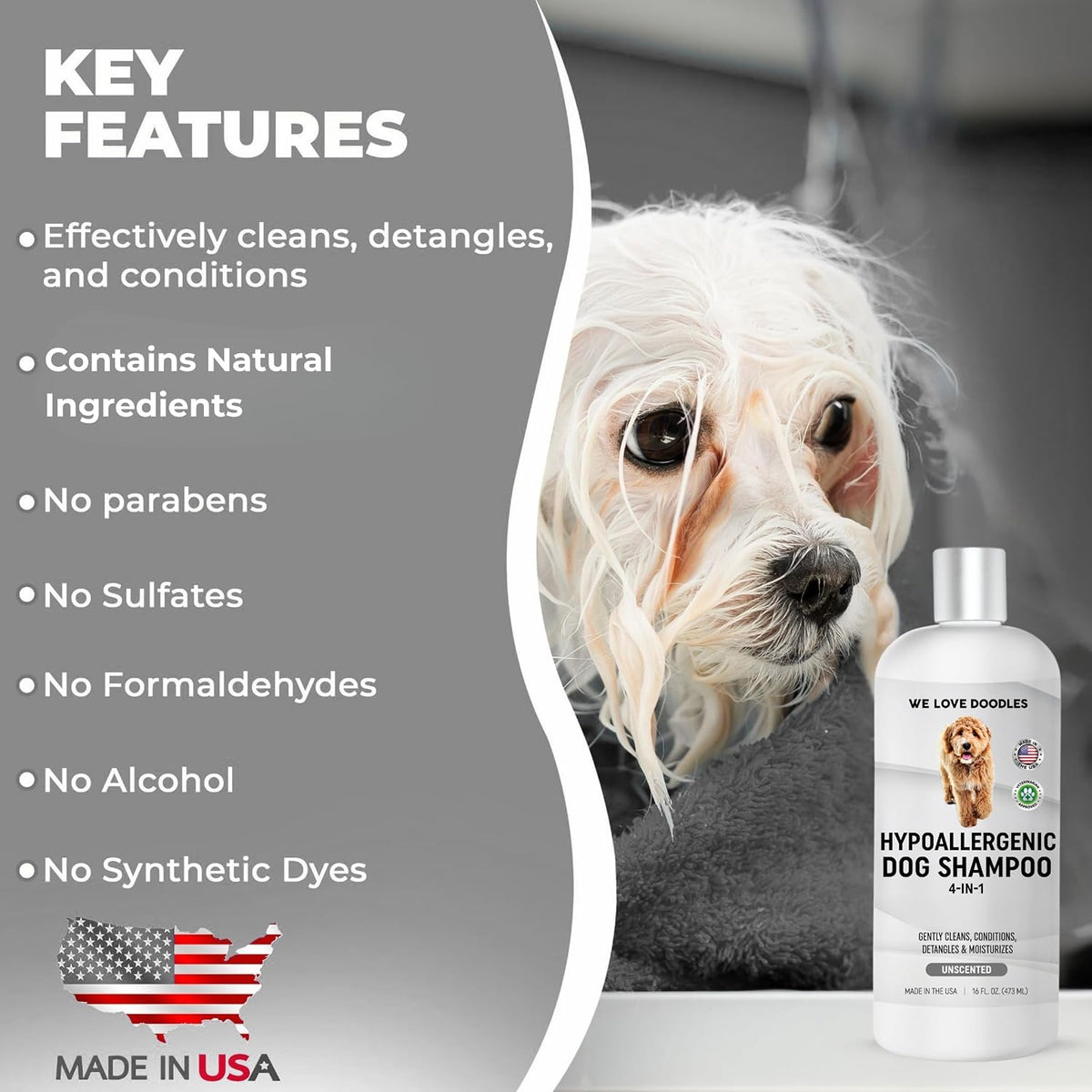 Premium Oatmeal Shampoo & Conditioner for Dogs with Sensitive & Itchy Skin