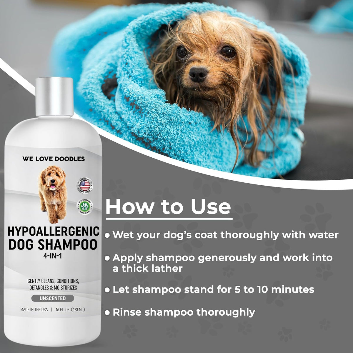 Premium Oatmeal Shampoo & Conditioner for Dogs with Sensitive & Itchy Skin