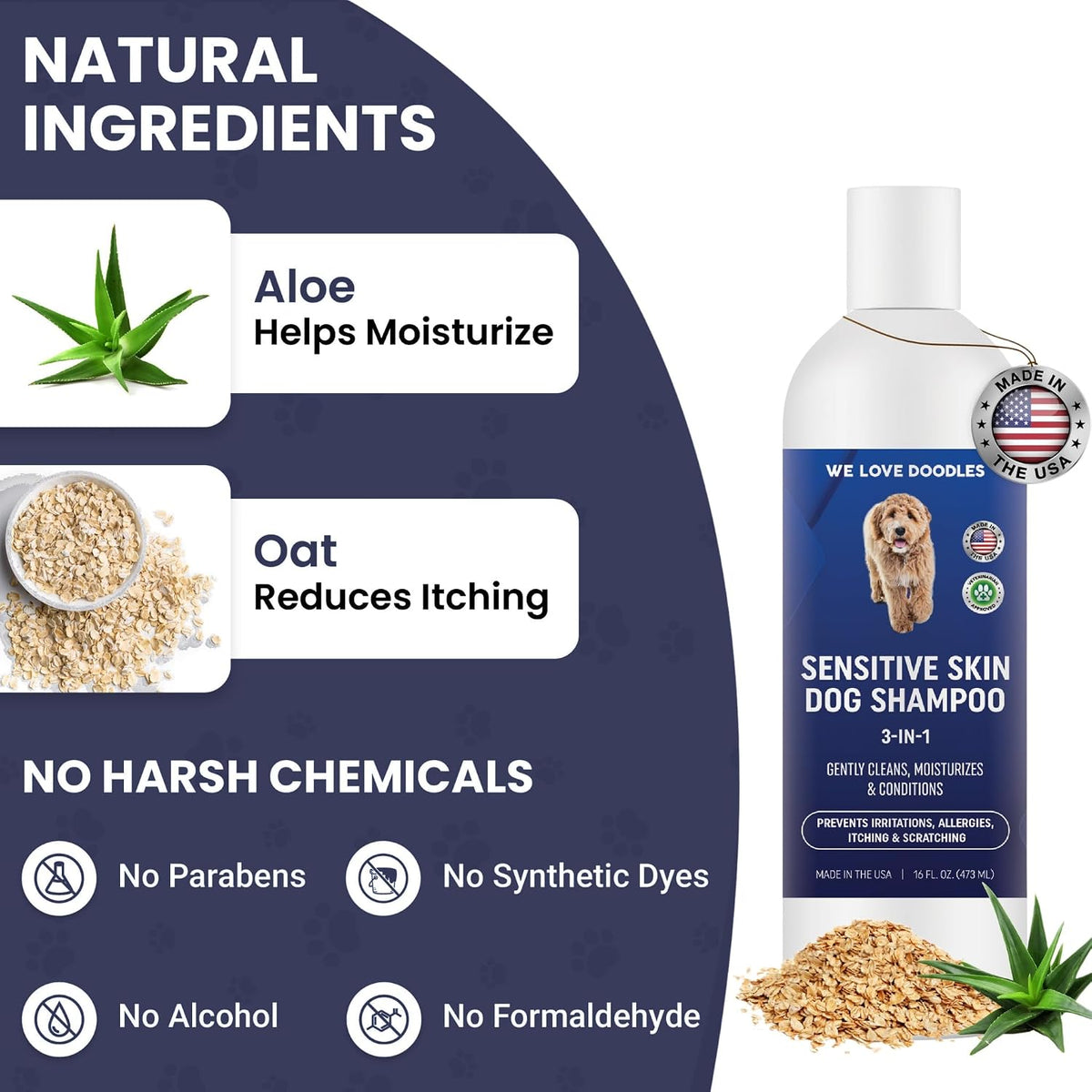 Premium Oatmeal Shampoo & Conditioner for Dogs with Sensitive & Itchy Skin