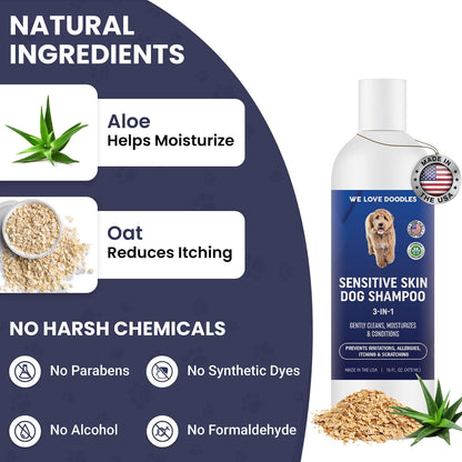 Premium Oatmeal Shampoo & Conditioner for Dogs with Sensitive & Itchy Skin