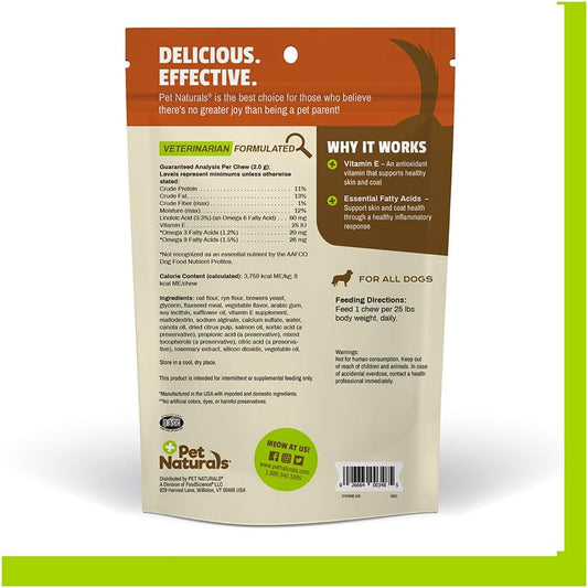 Skin and Coat for Dogs, Bite-Sized Soft Chews, Salmon Oil and Omega Fatty Acids, Soothe Dry and Itchy Skin, No Corn or Wheat, Vet Formulated, Veggie Flavor, 30 Count