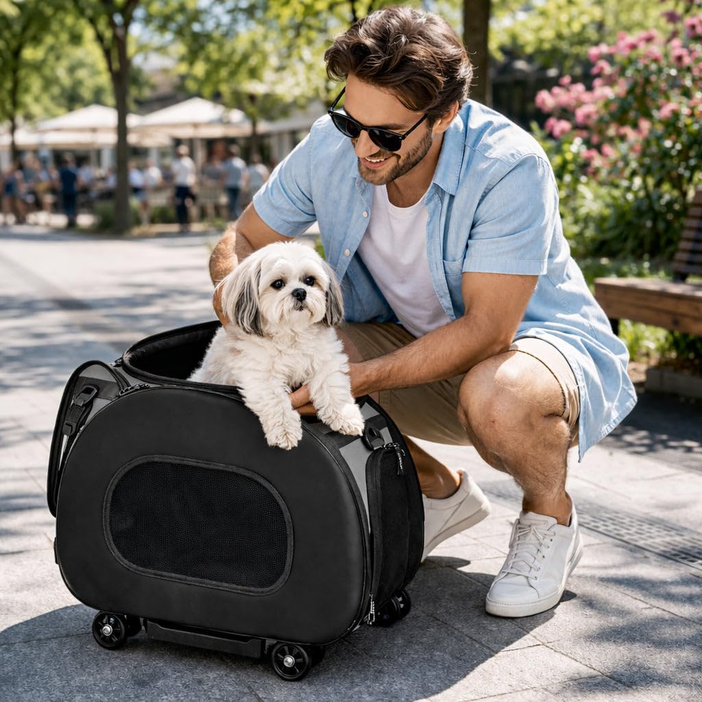 ® 'Final Destination' Military-Grade Hardshell and Light 2-in-1 Wheeled or Carrying Travel Airline Cat and Dog Carrier Crate or Portable Pet Kennel