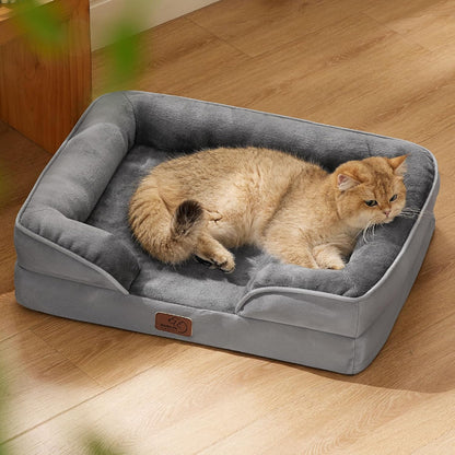Orthopedic Dog Bed Medium with Removable Washable Cover, 28" Grey | Classic Dog Couch Sofa Waterproof, Cozy Bolster Sides, Nonslip Bottom, Comfy Pet Bed for Puppies, Cats, Senior Dogs, Dog Gift