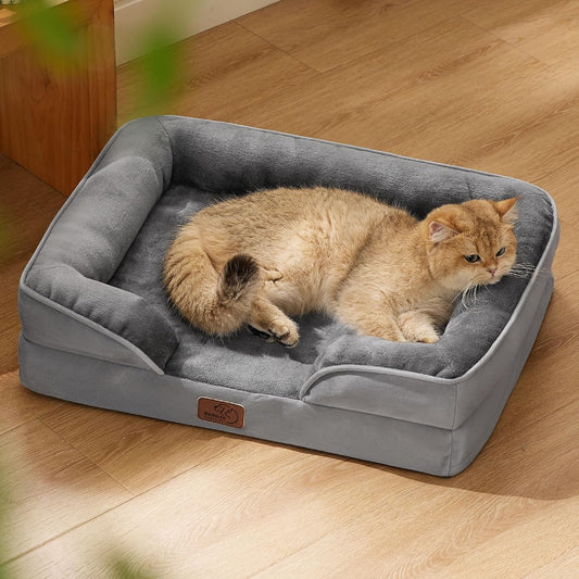Orthopedic Dog Bed Medium with Removable Washable Cover, 28" Grey | Classic Dog Couch Sofa Waterproof, Cozy Bolster Sides, Nonslip Bottom, Comfy Pet Bed for Puppies, Cats, Senior Dogs, Dog Gift