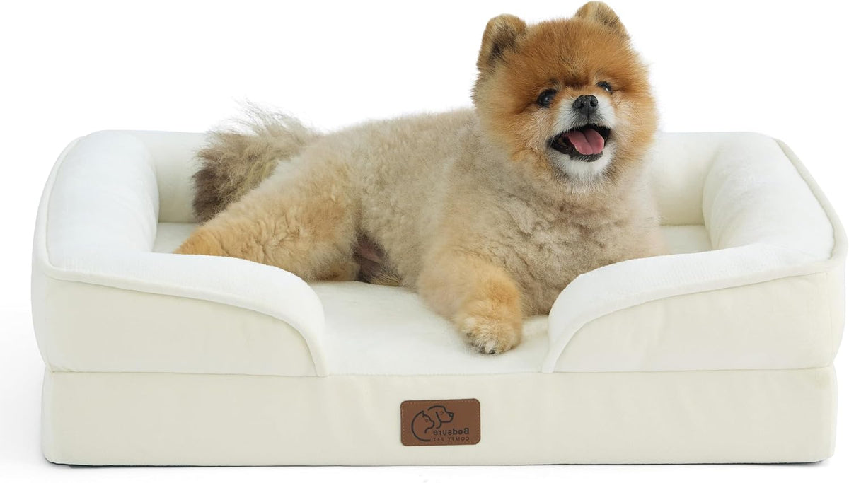Orthopedic Dog Bed Medium with Removable Washable Cover, 28" Grey | Classic Dog Couch Sofa Waterproof, Cozy Bolster Sides, Nonslip Bottom, Comfy Pet Bed for Puppies, Cats, Senior Dogs, Dog Gift