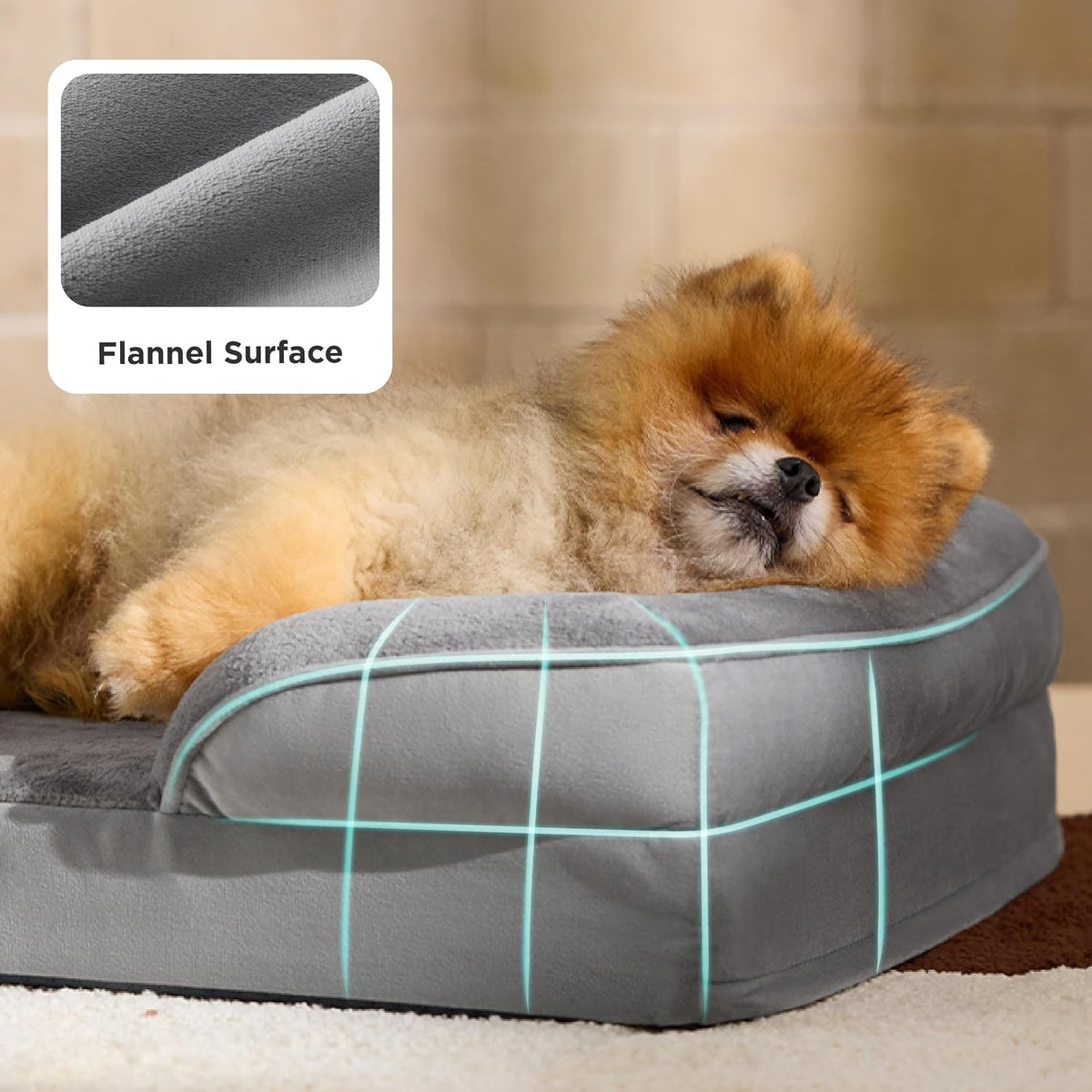 Orthopedic Dog Bed Medium with Removable Washable Cover, 28" Grey | Classic Dog Couch Sofa Waterproof, Cozy Bolster Sides, Nonslip Bottom, Comfy Pet Bed for Puppies, Cats, Senior Dogs, Dog Gift