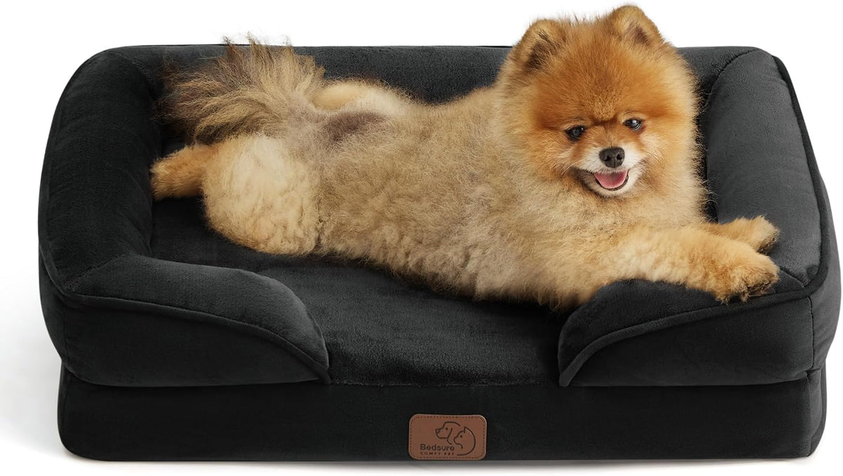 Orthopedic Dog Bed Medium with Removable Washable Cover, 28" Grey | Classic Dog Couch Sofa Waterproof, Cozy Bolster Sides, Nonslip Bottom, Comfy Pet Bed for Puppies, Cats, Senior Dogs, Dog Gift
