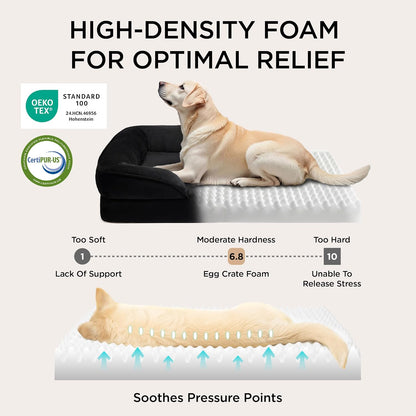 Orthopedic Dog Bed Medium with Removable Washable Cover, 28" Grey | Classic Dog Couch Sofa Waterproof, Cozy Bolster Sides, Nonslip Bottom, Comfy Pet Bed for Puppies, Cats, Senior Dogs, Dog Gift