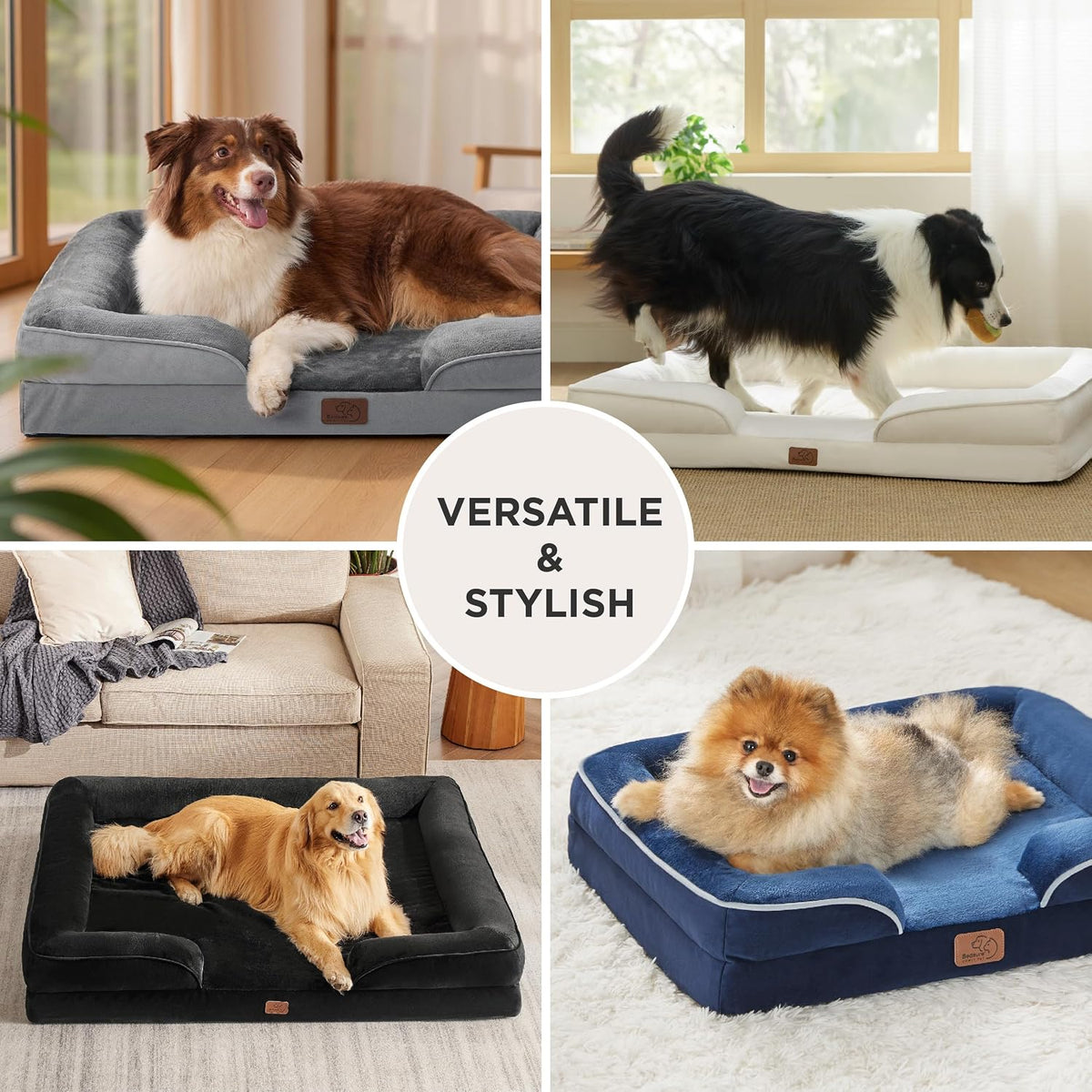 Orthopedic Dog Bed Medium with Removable Washable Cover, 28" Grey | Classic Dog Couch Sofa Waterproof, Cozy Bolster Sides, Nonslip Bottom, Comfy Pet Bed for Puppies, Cats, Senior Dogs, Dog Gift