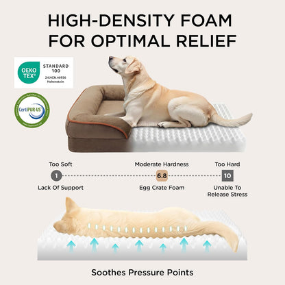 Orthopedic Dog Bed Medium with Removable Washable Cover, 28" Grey | Classic Dog Couch Sofa Waterproof, Cozy Bolster Sides, Nonslip Bottom, Comfy Pet Bed for Puppies, Cats, Senior Dogs, Dog Gift