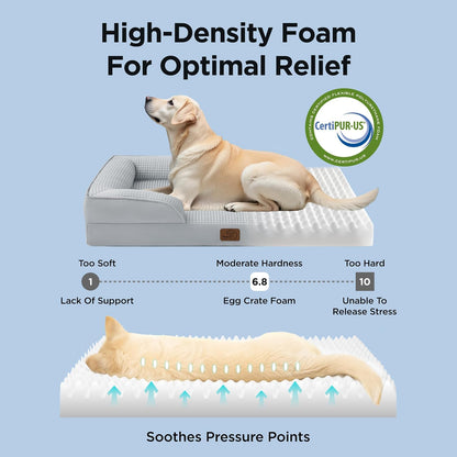 Orthopedic Dog Bed Medium with Removable Washable Cover, 28" Grey | Classic Dog Couch Sofa Waterproof, Cozy Bolster Sides, Nonslip Bottom, Comfy Pet Bed for Puppies, Cats, Senior Dogs, Dog Gift