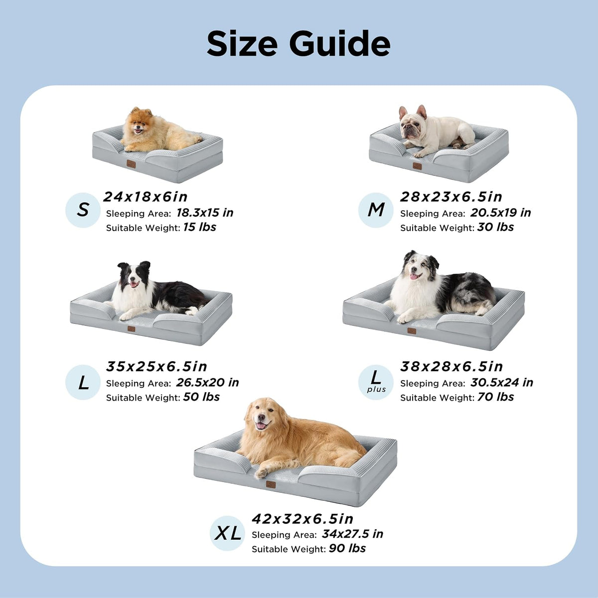 Orthopedic Dog Bed Medium with Removable Washable Cover, 28" Grey | Classic Dog Couch Sofa Waterproof, Cozy Bolster Sides, Nonslip Bottom, Comfy Pet Bed for Puppies, Cats, Senior Dogs, Dog Gift