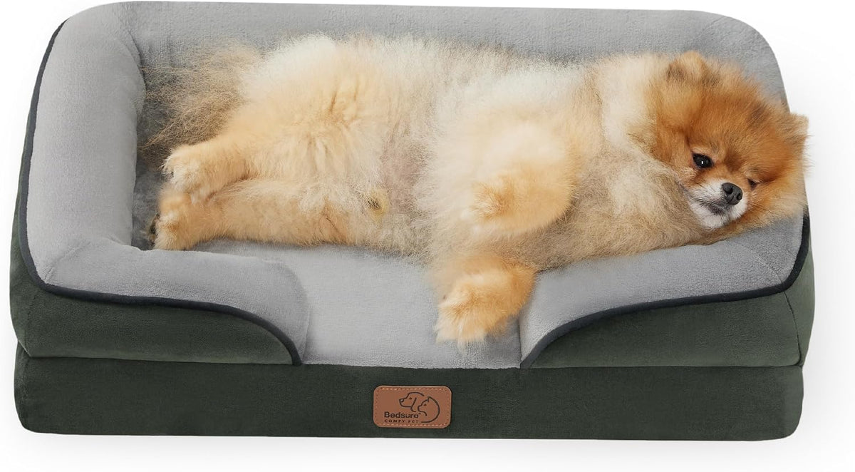 Orthopedic Dog Bed Medium with Removable Washable Cover, 28" Grey | Classic Dog Couch Sofa Waterproof, Cozy Bolster Sides, Nonslip Bottom, Comfy Pet Bed for Puppies, Cats, Senior Dogs, Dog Gift