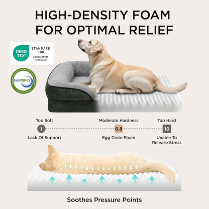 Orthopedic Dog Bed Medium with Removable Washable Cover, 28" Grey | Classic Dog Couch Sofa Waterproof, Cozy Bolster Sides, Nonslip Bottom, Comfy Pet Bed for Puppies, Cats, Senior Dogs, Dog Gift