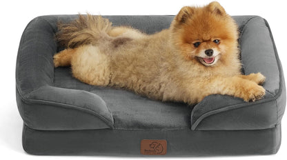 Orthopedic Dog Bed Medium with Removable Washable Cover, 28" Grey | Classic Dog Couch Sofa Waterproof, Cozy Bolster Sides, Nonslip Bottom, Comfy Pet Bed for Puppies, Cats, Senior Dogs, Dog Gift
