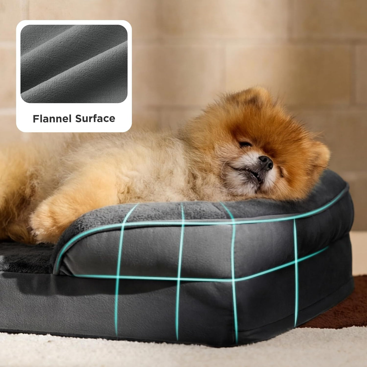 Orthopedic Dog Bed Medium with Removable Washable Cover, 28" Grey | Classic Dog Couch Sofa Waterproof, Cozy Bolster Sides, Nonslip Bottom, Comfy Pet Bed for Puppies, Cats, Senior Dogs, Dog Gift