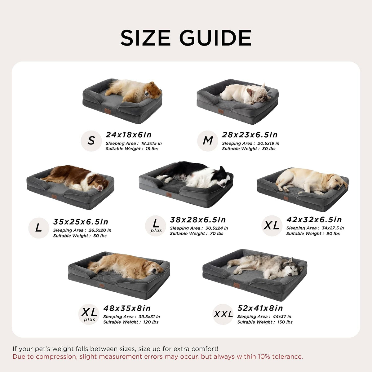 Orthopedic Dog Bed Medium with Removable Washable Cover, 28" Grey | Classic Dog Couch Sofa Waterproof, Cozy Bolster Sides, Nonslip Bottom, Comfy Pet Bed for Puppies, Cats, Senior Dogs, Dog Gift