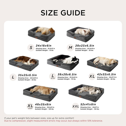 Orthopedic Dog Bed Medium with Removable Washable Cover, 28" Grey | Classic Dog Couch Sofa Waterproof, Cozy Bolster Sides, Nonslip Bottom, Comfy Pet Bed for Puppies, Cats, Senior Dogs, Dog Gift