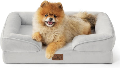 Orthopedic Dog Bed Medium with Removable Washable Cover, 28" Grey | Classic Dog Couch Sofa Waterproof, Cozy Bolster Sides, Nonslip Bottom, Comfy Pet Bed for Puppies, Cats, Senior Dogs, Dog Gift