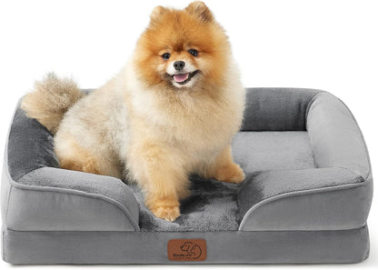 Orthopedic Dog Bed Medium with Removable Washable Cover, 28" Grey | Classic Dog Couch Sofa Waterproof, Cozy Bolster Sides, Nonslip Bottom, Comfy Pet Bed for Puppies, Cats, Senior Dogs, Dog Gift