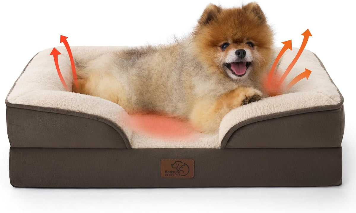 Orthopedic Dog Bed Medium with Removable Washable Cover, 28" Grey | Classic Dog Couch Sofa Waterproof, Cozy Bolster Sides, Nonslip Bottom, Comfy Pet Bed for Puppies, Cats, Senior Dogs, Dog Gift