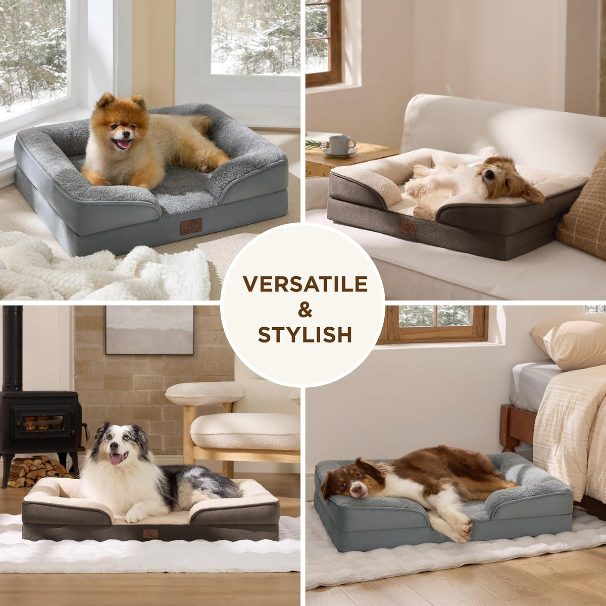 Orthopedic Dog Bed Medium with Removable Washable Cover, 28" Grey | Classic Dog Couch Sofa Waterproof, Cozy Bolster Sides, Nonslip Bottom, Comfy Pet Bed for Puppies, Cats, Senior Dogs, Dog Gift