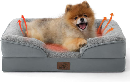 Orthopedic Dog Bed Medium with Removable Washable Cover, 28" Grey | Classic Dog Couch Sofa Waterproof, Cozy Bolster Sides, Nonslip Bottom, Comfy Pet Bed for Puppies, Cats, Senior Dogs, Dog Gift