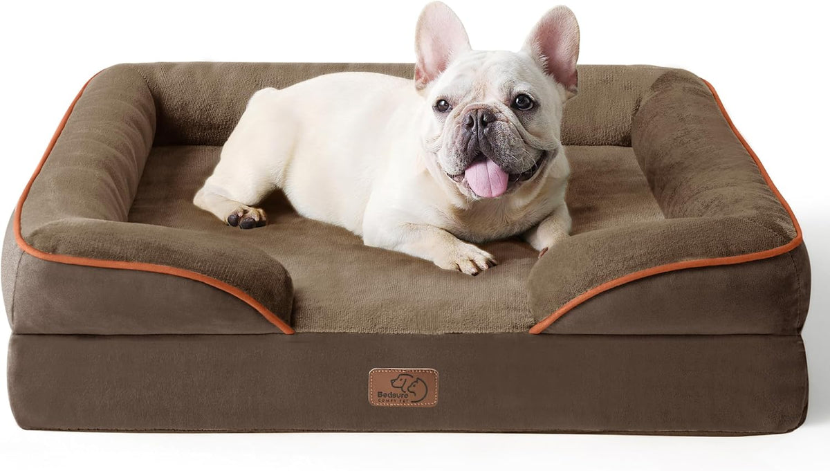 Orthopedic Dog Bed Medium with Removable Washable Cover, 28" Grey | Classic Dog Couch Sofa Waterproof, Cozy Bolster Sides, Nonslip Bottom, Comfy Pet Bed for Puppies, Cats, Senior Dogs, Dog Gift