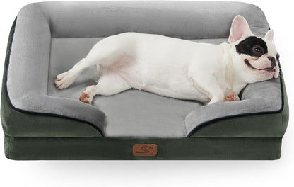 Orthopedic Dog Bed Medium with Removable Washable Cover, 28" Grey | Classic Dog Couch Sofa Waterproof, Cozy Bolster Sides, Nonslip Bottom, Comfy Pet Bed for Puppies, Cats, Senior Dogs, Dog Gift