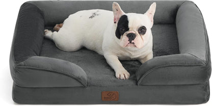 Orthopedic Dog Bed Medium with Removable Washable Cover, 28" Grey | Classic Dog Couch Sofa Waterproof, Cozy Bolster Sides, Nonslip Bottom, Comfy Pet Bed for Puppies, Cats, Senior Dogs, Dog Gift