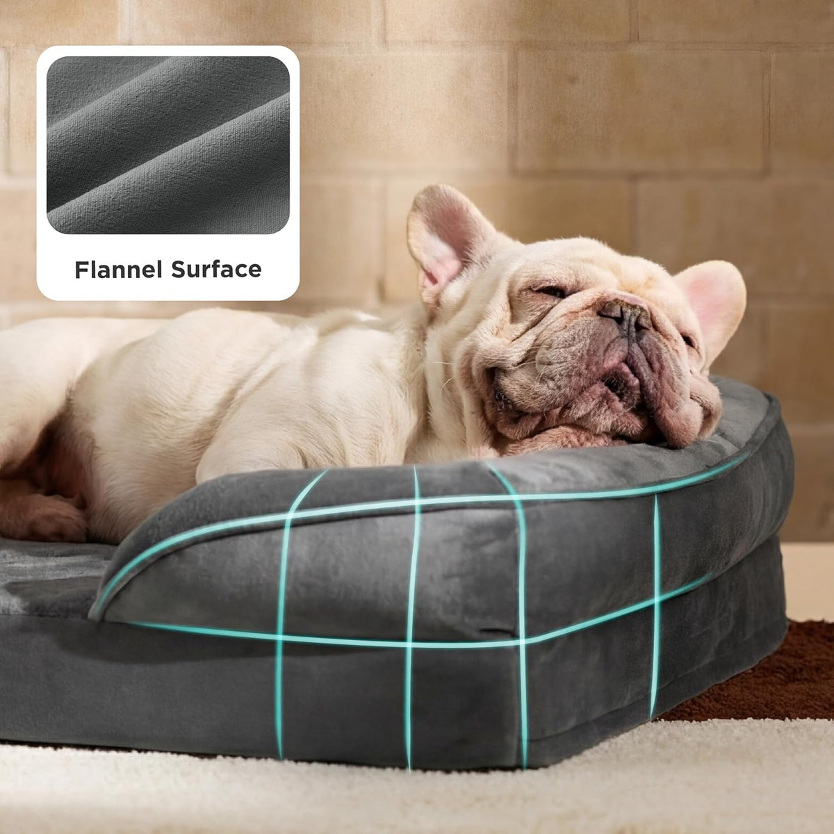 Orthopedic Dog Bed Medium with Removable Washable Cover, 28" Grey | Classic Dog Couch Sofa Waterproof, Cozy Bolster Sides, Nonslip Bottom, Comfy Pet Bed for Puppies, Cats, Senior Dogs, Dog Gift