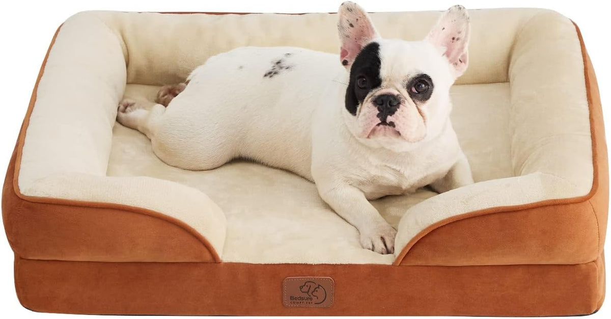 Orthopedic Dog Bed Medium with Removable Washable Cover, 28" Grey | Classic Dog Couch Sofa Waterproof, Cozy Bolster Sides, Nonslip Bottom, Comfy Pet Bed for Puppies, Cats, Senior Dogs, Dog Gift