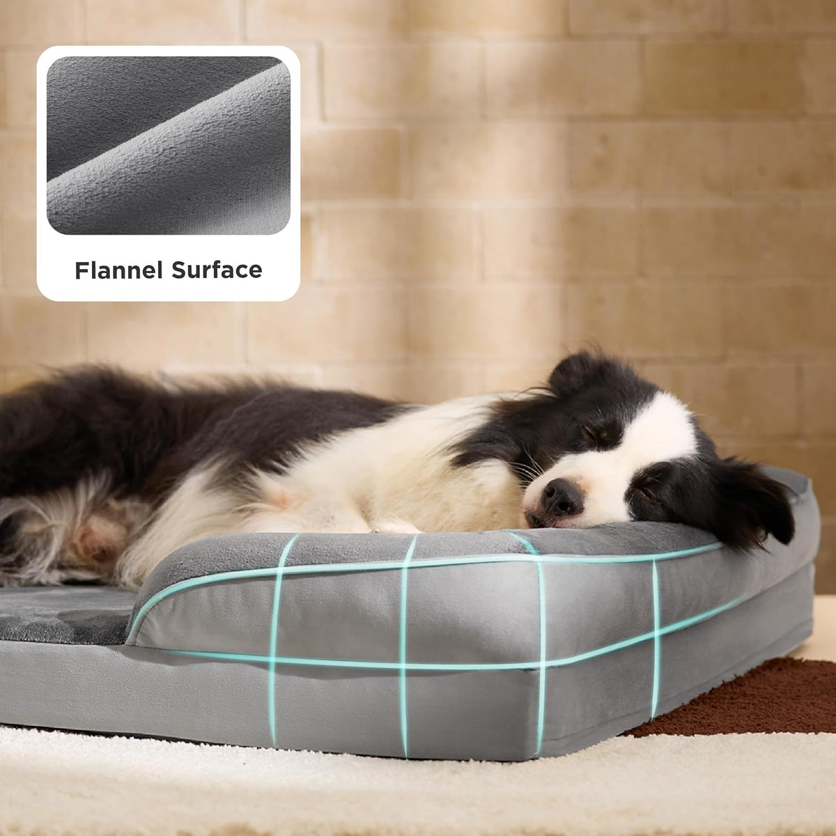 Orthopedic Dog Bed Medium with Removable Washable Cover, 28" Grey | Classic Dog Couch Sofa Waterproof, Cozy Bolster Sides, Nonslip Bottom, Comfy Pet Bed for Puppies, Cats, Senior Dogs, Dog Gift